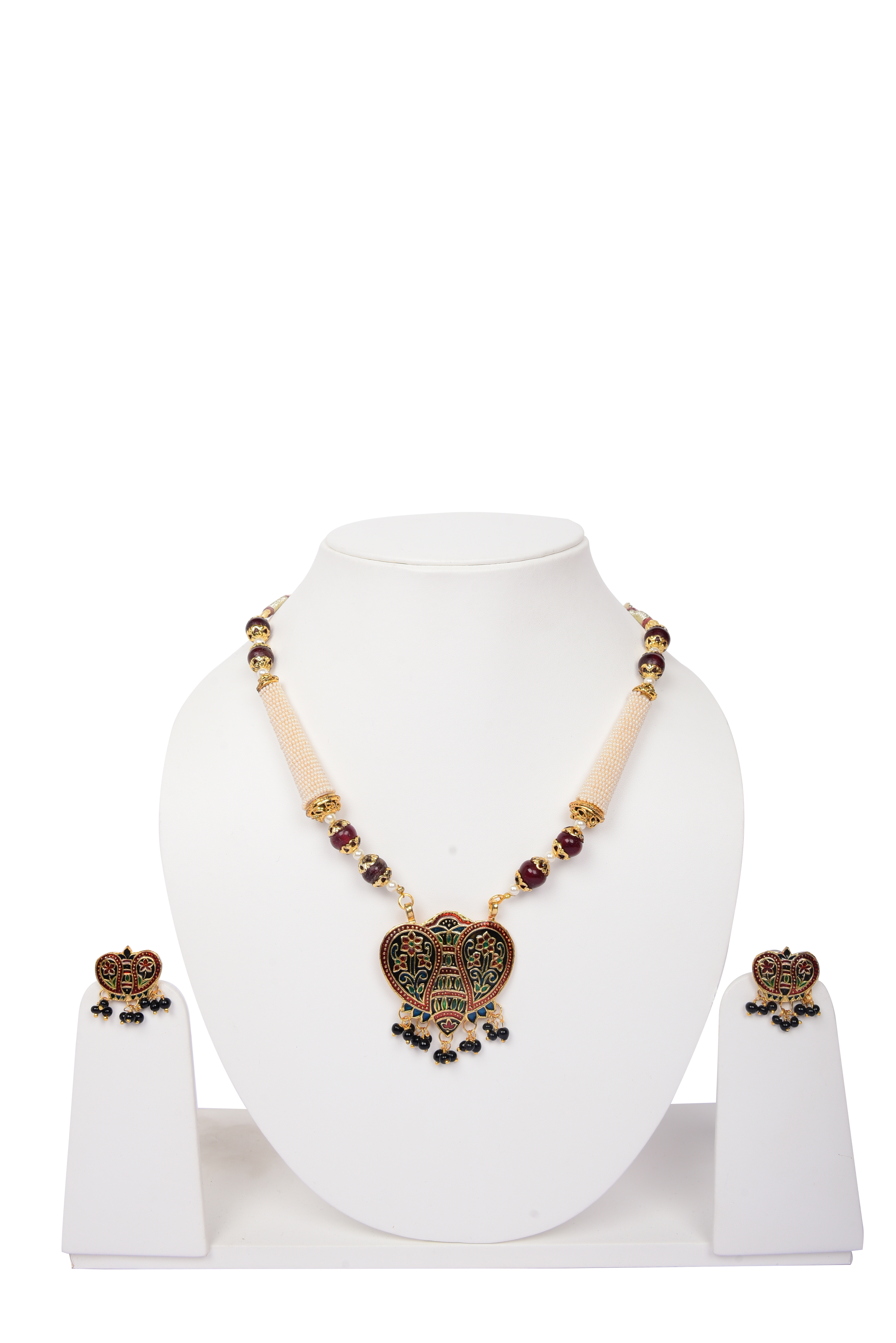 Namokriti Royal Heart Meenakari Necklace Set – Elegant Ethnic Charm for Every Celebration